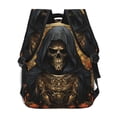 thumbnail image 4 of Cool Death Skull Grim Reaper Art Backpack Casual College Bag Zipper Laptop Daypack Hiking Rucksack Travel, 4 of 5