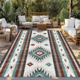 thumbnail image 2 of Turquoise Red Boho Outdoor Rug 5x8 Ft - Reversible Patio Rug Outdoor Camping Rugs, Southwestern Ethnic Aztec Retro Geometric Indoor Outdoor Area Rugs, Non-Slip Outdoor Carpet Runner for Deck/Porch, 2 of 8