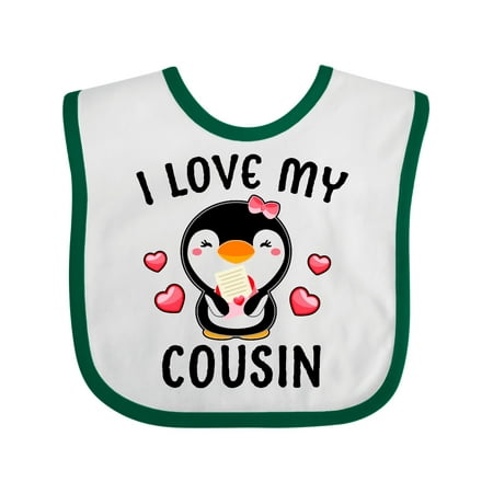 

Inktastic I Love My Cousin with Cute Penguin and Hearts Gift Baby Girl Bib