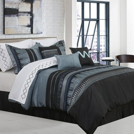 Vanguard 7 Piece Grey And Black Comforter Set Walmart Com