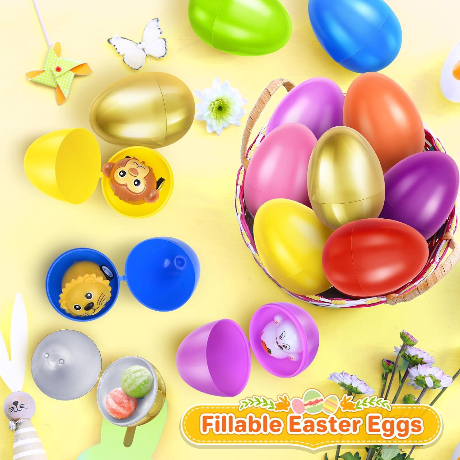 2.3” Unfilled Easter Eggs, 2000 pcs Colorful Egg Plus 24 Golden Egg, Empty Plastic Eggs Fillable with Candy, Treats, Presents for Toy Basket,Easter Decorations, Easter Egg Hunt