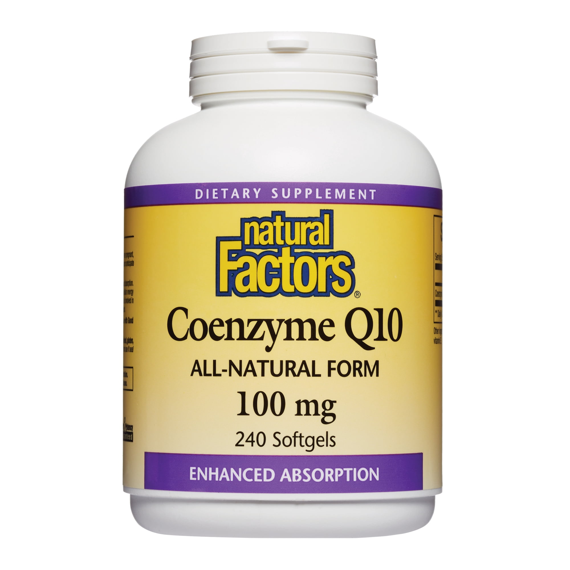 Natural Factors, Coenzyme Q10 100mg, CoQ10 Supplement for Energy, Heart and Antioxidant Support, 240 Softgels