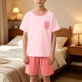 thumbnail image 5 of Amidoa Girls Summer Outfit Sets 2 Piece Graphic T-Shirt Short Sleeve and Shorts Set Kids Clothing Sets Pink Size 5T, 5 of 5