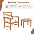 thumbnail image 3 of Costway 3 Acacia Wood Durable Outdoor Conversation Sets with Chairs and Coffee Table, Natural/White, 3 of 9