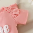 thumbnail image 5 of Hpapadks Baby Girl Outfits Short Sleeve Flowers Embroidered Romper Bowknot Shorts Hairband Baby Girl Clothes Red 3-6 Months, 5 of 7