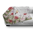 thumbnail image 3 of Spring Soft Flannel Fleece Throw Blanket, Artisitc Burshstrokes Botanical Image with Flowers Plants and Winged Insect Image, Cozy Plush for Indoor and Outdoor Use, 70" x 90", Multicolor, by Ambesonne, 3 of 6