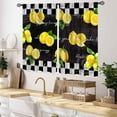 thumbnail image 2 of Yellow Lemon Kitchen Curtains, Vintage Retro Summer Fruit Black White Checkered Small Short Window Drapes Treatments for Living Room Bedroom Bathroom Cafe 2 Panels, 55x39 Inch, 2 of 4