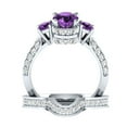 thumbnail image 2 of Bluebell Jewels Wedding Bridal Ring Set 14K White Gold Finish Round Cut Purple Cubic Zirconia, 2 of 4