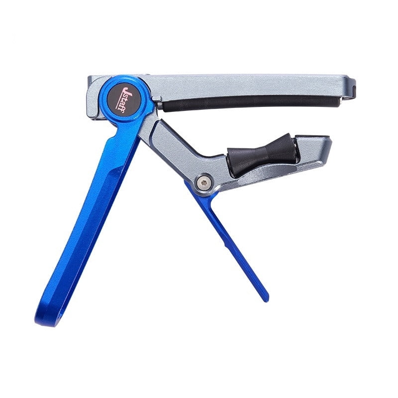 JStaff S1 Gliding Capo - Aluminum & Silicone Roller Capo for Acoustic Guitars Blue