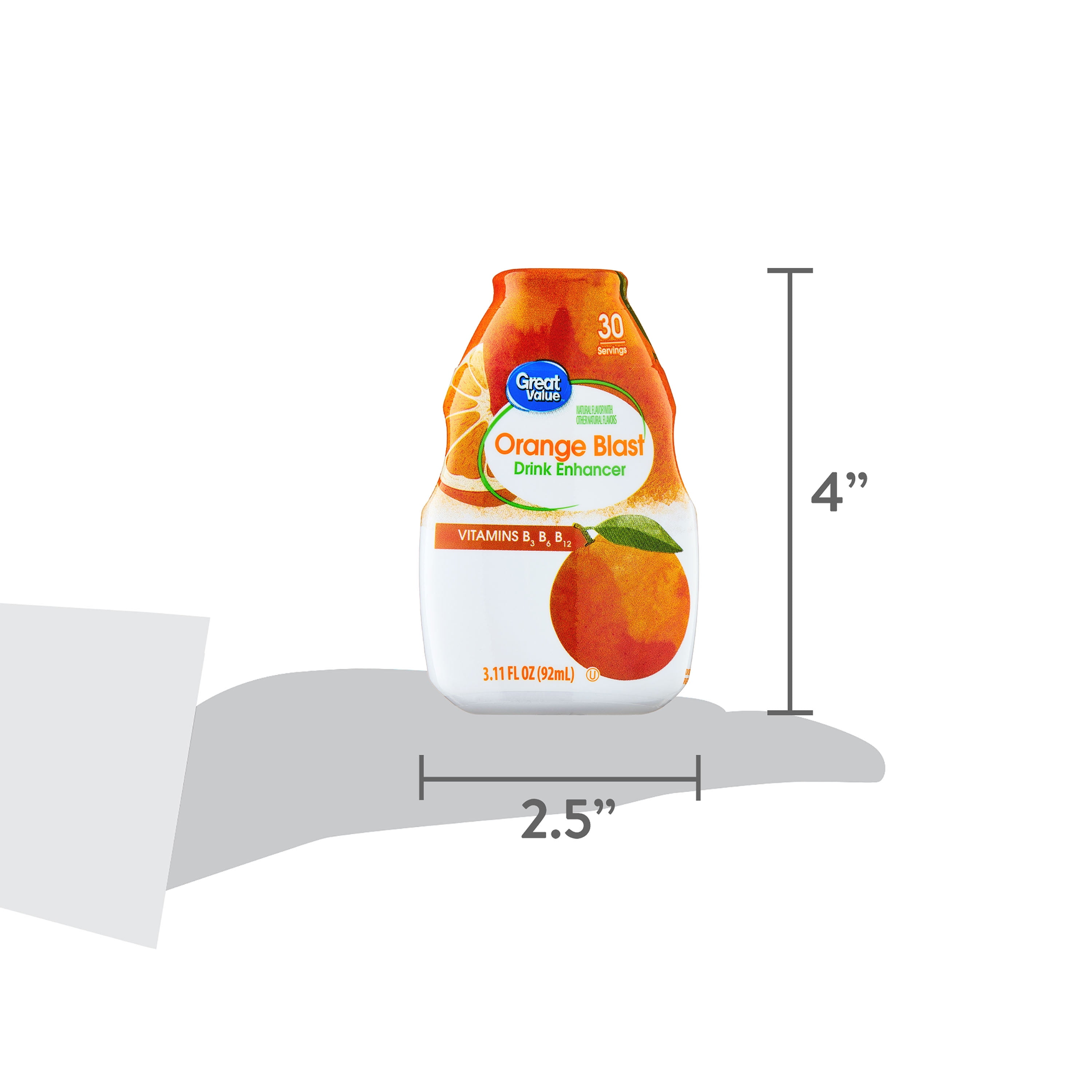 Great Value Orange Blast Water Drink Enhancer, 3.11 fl oz Bottle