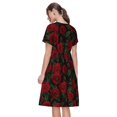 thumbnail image 2 of Bixox Robe d'Été à Manches Courtes pour Femmes Robe Ample Longueur Genou avec Poches-Rose, 2 of 7