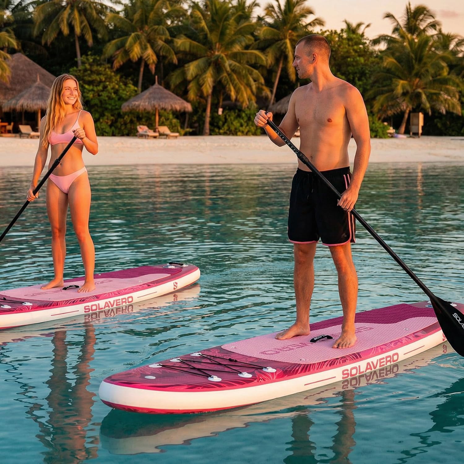 SOLAVERO 10'6" Inflatable Stand Up Paddle Board, Ultra-Light SUP Board with Accessories, Anti-Slip EVA Deck for Adults