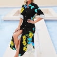 thumbnail image 3 of Morpho Robe en Chiffon à Fleurs Papillon Sexy Col en V Papillons Bleus Robes de Festival Vintage Femme Tenue de Rue Robe Décontractée Cadeau, 3 of 4