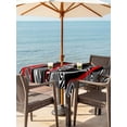 thumbnail image 3 of Outdoor Tablecloth with Umbrella Hole for Patio/Picnic/Party/Camping, Red Black Stripes Waterproof Table Cloth Square Cover Washable, Modern Gradient Abstract Lines Art (60"x 60"), 3 of 8