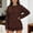Brown, variant on Casual Loose Fit Striped Shorts Two Piece Outfit for Spring Autumn Comfort Wear Women’s Shorts Suit Casual