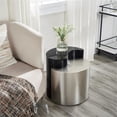thumbnail image 3 of Ying Yang Modern Style End Table Made with Iron Sheet Frame in Black & Silver, 3 of 8
