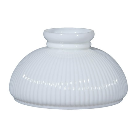 B&P Lamp® 10 Inch Diameter Opal Glass Student Shade With Ribbed Design And A Low Top