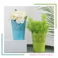thumbnail image 3 of Multi-functional Cut out Design Metal Plant Pot Bucket Candy Color Hollow Flower Pot Desk Makeup Brush Holder, 3 of 9
