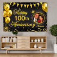 thumbnail image 5 of Black Background Gold Glitter Happy 100th Anniversary Banner with Photo Frame Balloons Party Decors Backdrop for Anniversary Celebrations Photography Props Home Decor Events, 5 of 8