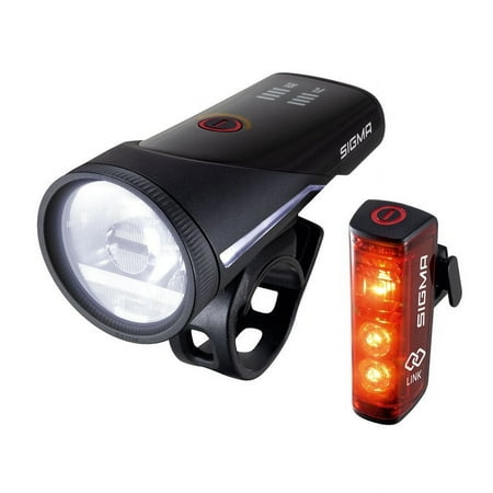 SIGMA AURA 100 Blaze Link Bike Light Set, 100 Lux Front & Brake Rear Light, Auto Sensor, USB Rechargeable, IPX4 Waterproof