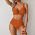 thumbnail image 4 of MIXUE Swim Suits for Women Solid Color Sexy Two Piece High Waist Bikini Sets for Women Swimwears Activewear,Brown,M, 4 of 7
