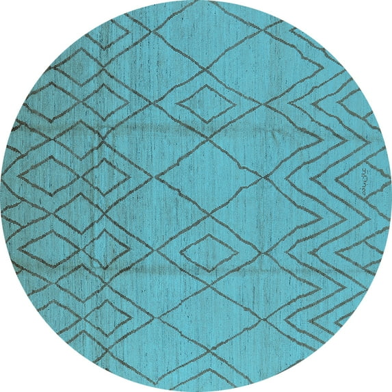 Ahgly Company Indoor Round Solid Light Blue Modern Area Rugs, 4' Round