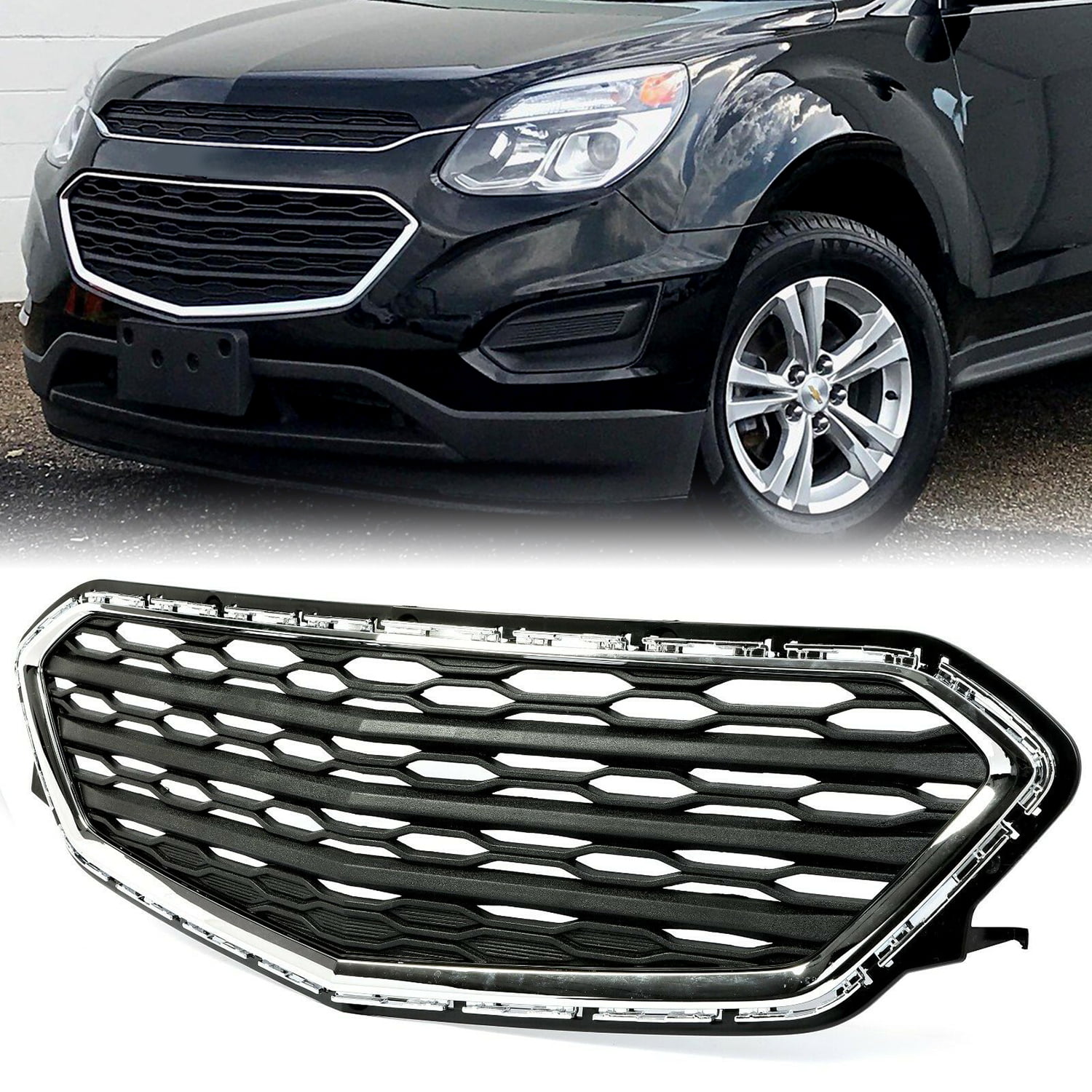 PERFIT LINER New Replacement Parts Front Chrome Grille Grill Molding Compatible With Chevy Equinox 2005 2006 2007 2008 2009 Fits GM1210106 25906306 