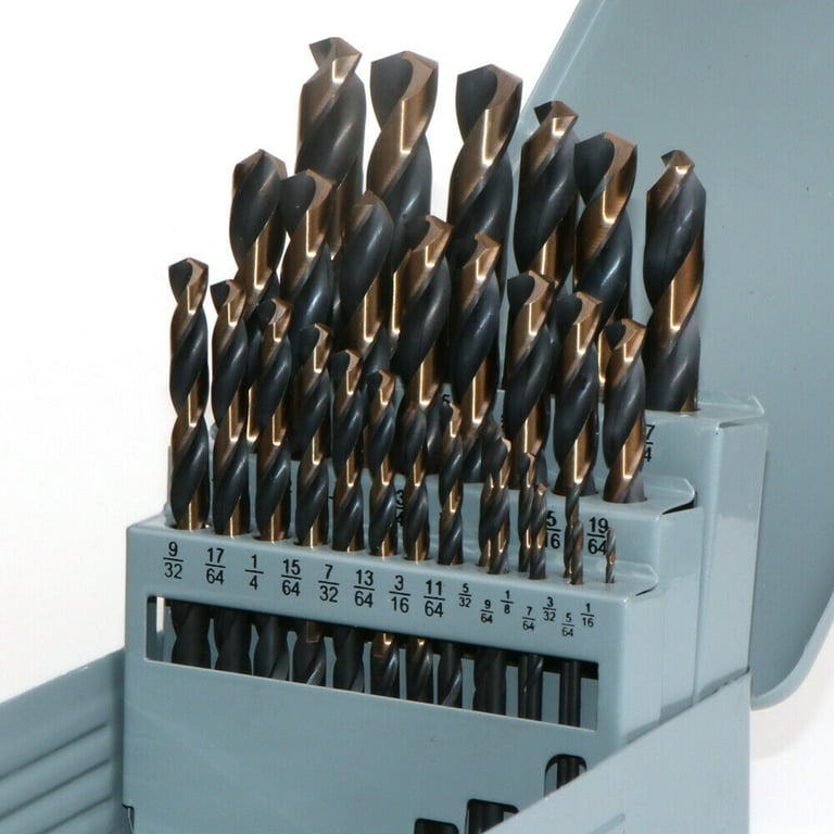 29PCS Set 1 16 1 2 HSS Drill Bits Black Gold Multi Bits Twist Metal Drill Bit DrillForce Walmart