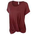 thumbnail image 2 of KOGMO Womens Solid Basic Boatneck Dolman Top with Knot on Hemline (S-3X), 2 of 7