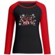 thumbnail image 4 of Pntutb Mujeres Primavera Patchwork Letra Impreso Manga Larga Cuello Redondo Casual Tee tops Pntutb Pntutb-5937, 4 of 6