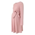 thumbnail image 3 of Modstep Women's Long Sleeve Maternity Sweater Dress Spring Fall Crew Neck Belt Midi Dresses for Daily Home and Outdoor Pink L, 3 of 7