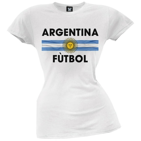 World Cup Argentina Crest White Futbol Soccer Juniors T-Shirt - Large