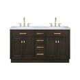 thumbnail image 2 of Water Creation Chestnut 60" Wood Double Bathroom Vanity in Brown Oak/Satin Gold, 2 of 10