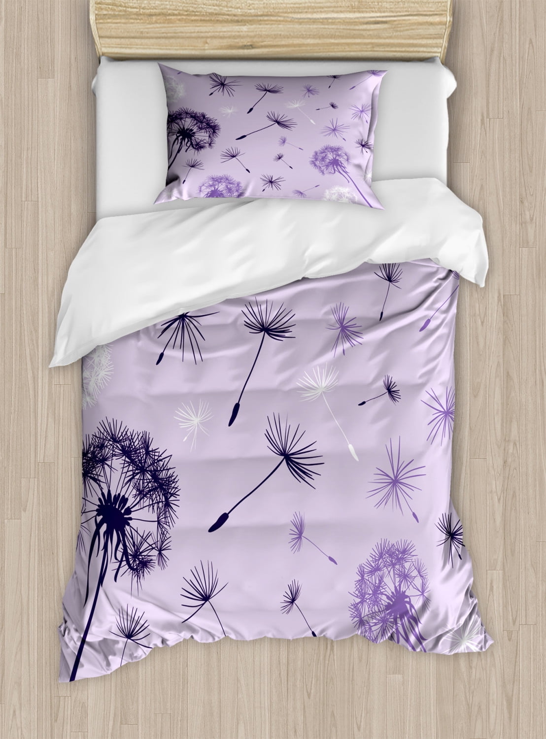 Dandelion Duvet Cover Set, Flower Composition Pastel Colored