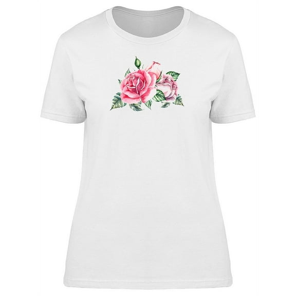 Big Watercolor Roses  T-Shirt Women -Image by Shutterstock, Female Large