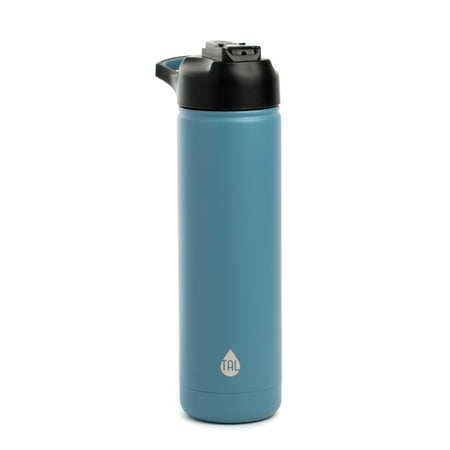 TAL Ranger 26 oz Blue and Black Solid Print Insulated Stainless Steel Water Bottle with Straw and Flip-Top Lid