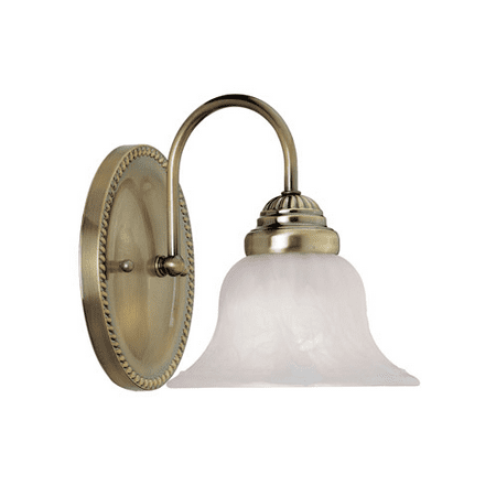 

Bathroom Vanity 1 Light With White Alabaster Glass Antique Brass size 7 in 100 Watts - World of Crystal