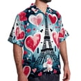 thumbnail image 2 of Eiffel Tower Valentine's Day Men's Short Sleeve Beach Shirts, Casual Printed Button Down Summer Shirts for Men and Women, 2 of 6