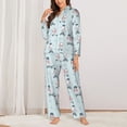 thumbnail image 2 of Pofeuu Poodle Playing Skateboard Print Womens Pajamas Set Long Sleeve Sleepwear Button Down Nightwear Soft Pj Lounge Sets Button Down Pajamas Women-Large, 2 of 7