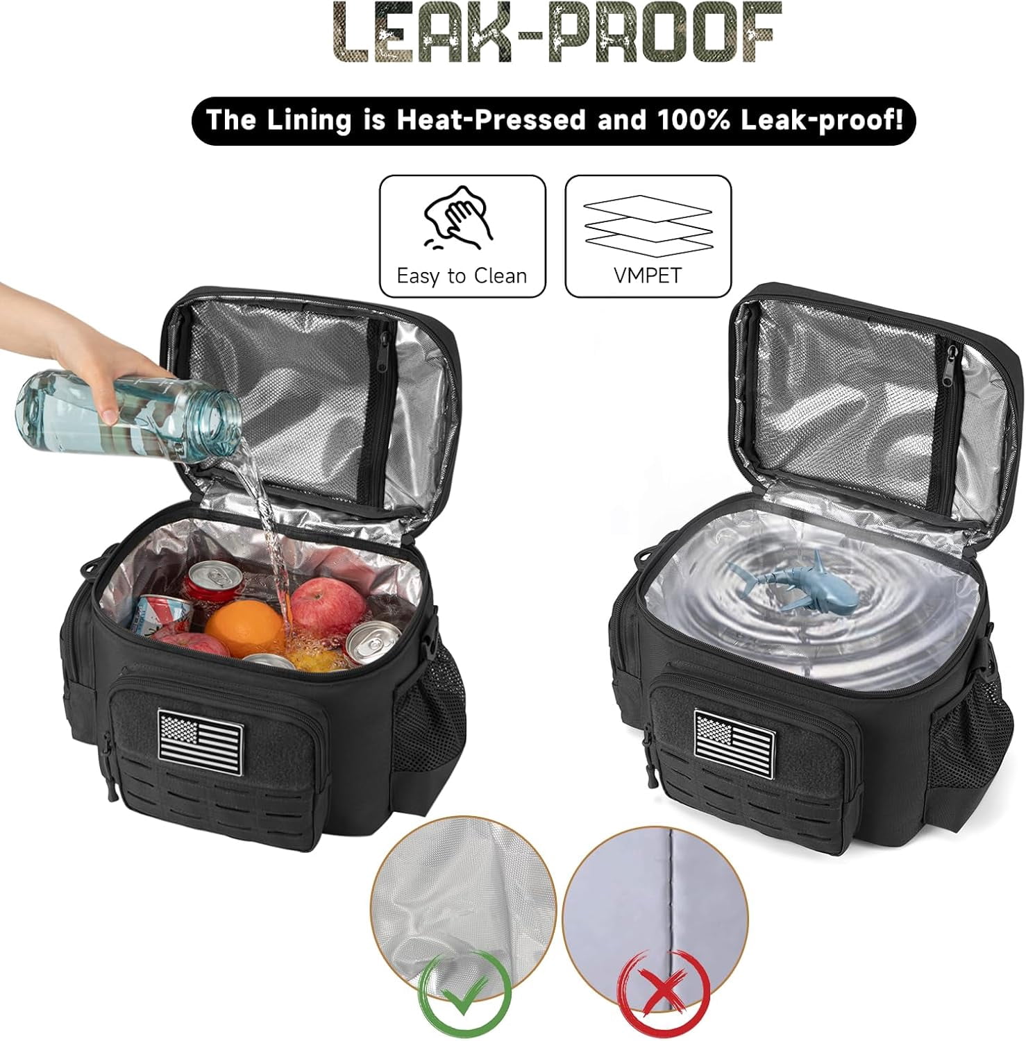favastee Tactical Lunch Bag for mens Military heavy duty lunch box work Leakproof insulated Durable Thermal Cooler Bag for Adult Meal for Office Camping Picnic Pail MOLLE Webbing