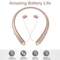 thumbnail image 5 of Wireless Neckband Sport Headphones, in-Ear Waterproof Noise Cancelling Headsets, Retractable Stereo Bluetooth Earbuds [Rose Gold], 5 of 9