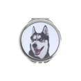 thumbnail image 1 of Big Dog Snow Husky Picture Hand Compact Mirror Round Portable Pocket Glass, 1 of 3