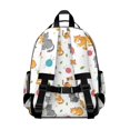 thumbnail image 3 of Multicolor Cat and Yarn White Pattern Cute School Backpack Bag for School with Padded Back and Adjustable Shoulder Straps 15.25"x11.5"x5.25", 3 of 5