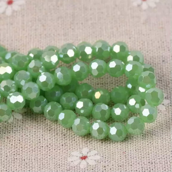 U8MO 100pcs 6mm Round 32Facets Crystal Glass Loose Ball Sphere Crafts Beads lot-32A Jade Deep Green AB