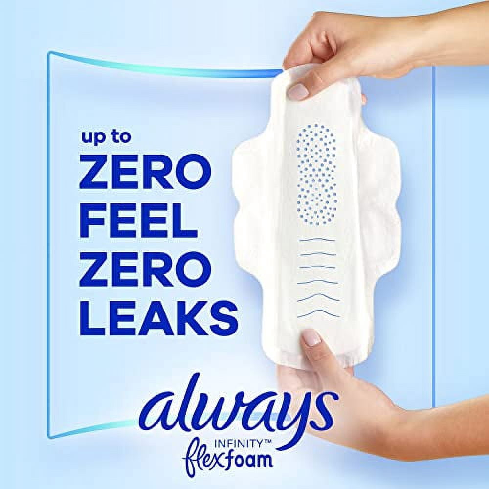 Always Infinity Feminine Pads For Women, Size 1 Regular Absorbency, Multipack, With Wings, With Flexfoam, Unscented, 36 Count X 3 Packs (108 Count Total)
