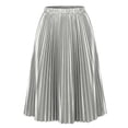 thumbnail image 5 of Agnes Orinda Women's Plus Size Pleated Stretchy High Waist Metallic Shiny Midi Skirt 4X Silver, 5 of 7
