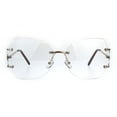 thumbnail image 2 of Womens Clear Lens Butterfly Rimless Ironic Granny Eye Glasses Gold Brown, 2 of 4