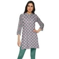 thumbnail image 1 of Moomaya Robe Kurti Courte Indienne Imprimée en Poly-Crêpe Tunique à Col Fermé Robe Mini, 1 of 5
