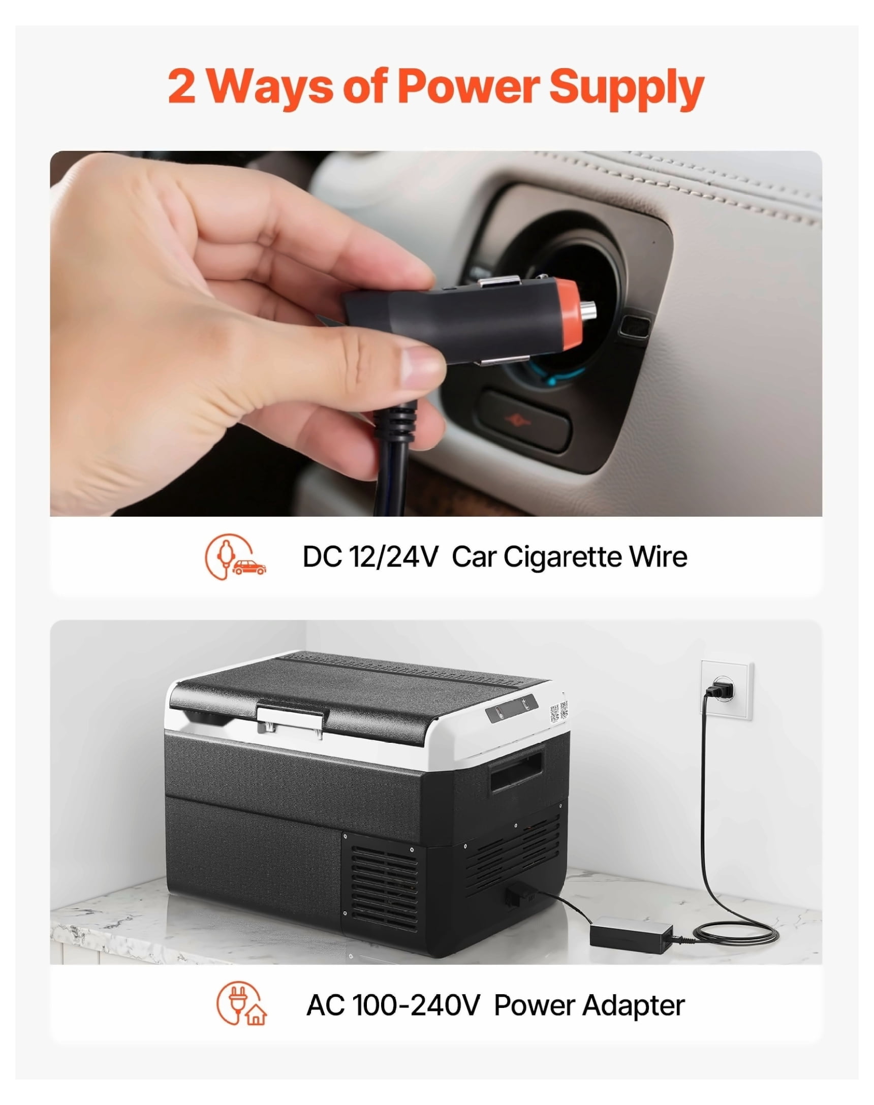 12V Car Refrigerator 42.3QT, Portable Car Fridge Freezer -4 to 68°F, DC 12/24V & AC 100-240V, Electric Cooler for Camping, RV, Travel