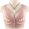 thumbnail image 2 of Lovskoo 2024 Plus Size Front Button Bra Lace Push Up Convenient Front Closure Sports Bras Wire-Free Ultra Soft Cup Everyday Sleep Bras for Women Girls Pink, 2 of 8